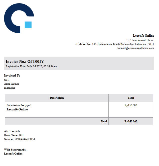 Invoice in leconfe