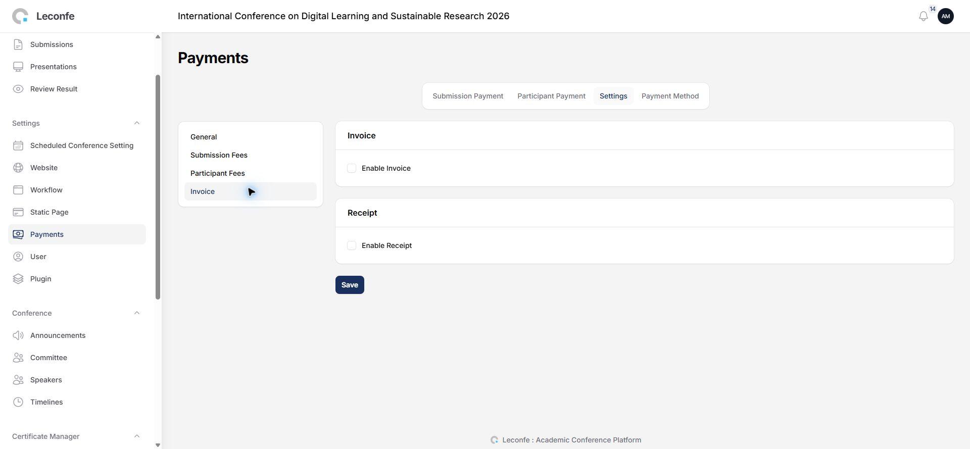 Invoice in Leconfe